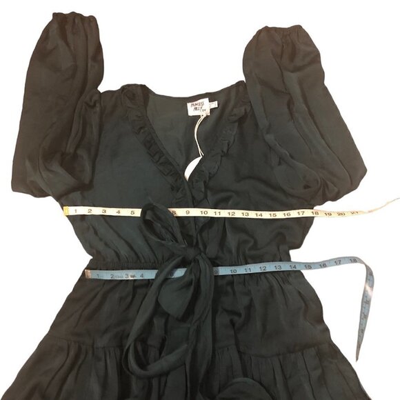 PRINCESS POLLY Randi Dress Women's Size 10 Teal Mini Ruffles Long Sleeves NWT - Picture 5 of 14